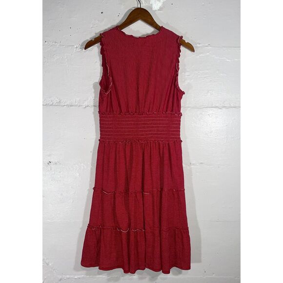 NWT Max Studio Sleeveless Red Tiered Midi Dress Smocked Waist Stretchy Size M - Picture 8 of 10